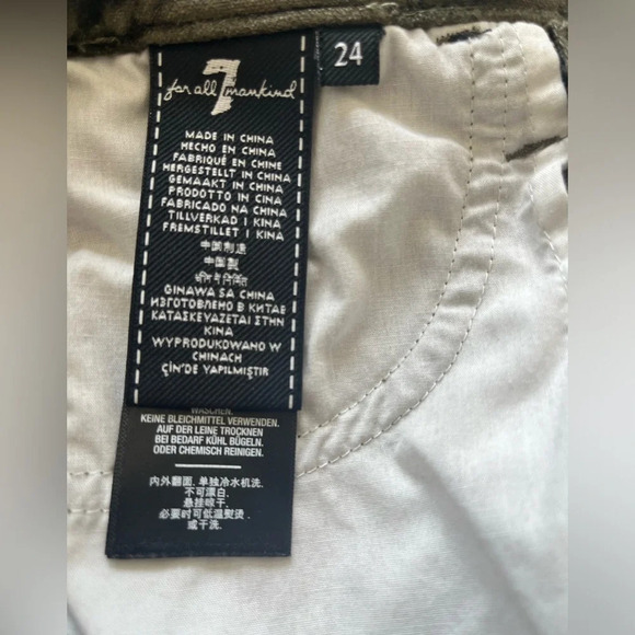 7 For All Mankind High Waist Velvet Ankle Skinny Jeans in Olive, Size 24 - Picture 6 of 6